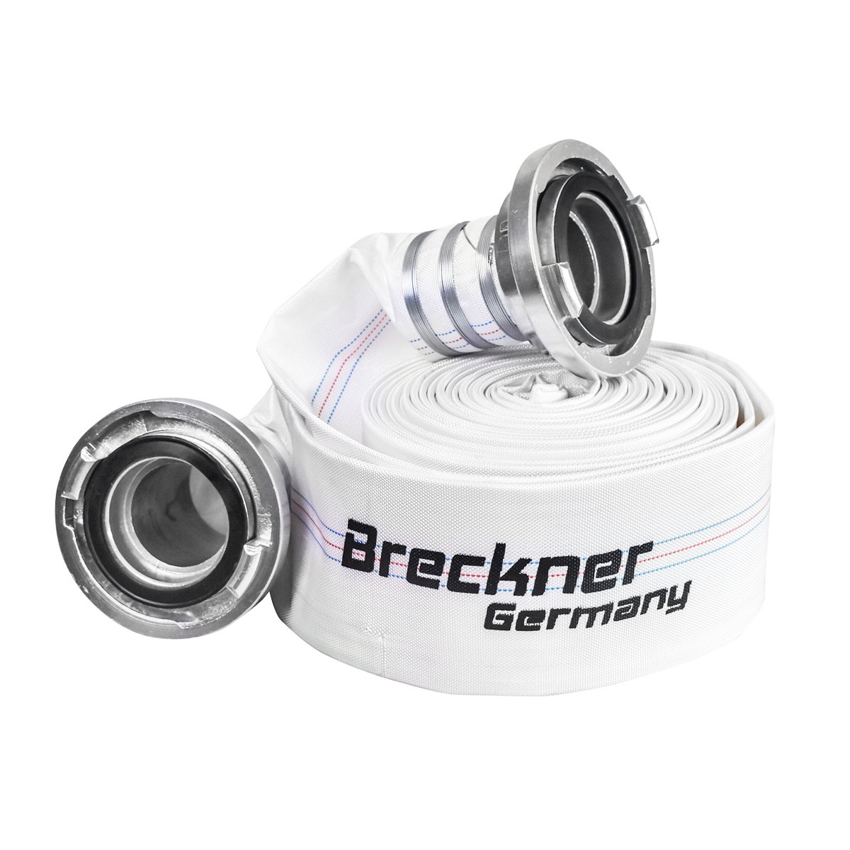 Furtun irigatii/pomp. premium din PVC 4 toli, lungime 20m cu racord aluminiu, max 10bar, panzat Breckner Germany
